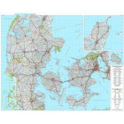 Landkaart Denemarken 1:300.000 met plaatsnamenregister