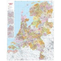 2-3 en 4-cijferige Postcodekaart Nederland 1:250.000