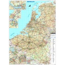 Landkaart Benelux de Rouck Geocart 1:350.000 met plaatsnamenregister